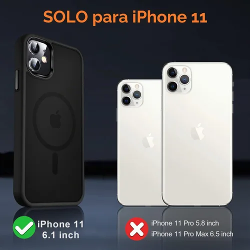Vista 2 de Fuerte magnético para iPhone 11, compatible con Magsafe, [resistente a caídas de 13 pies] Funda trasera translúcida mate con sensación de piel