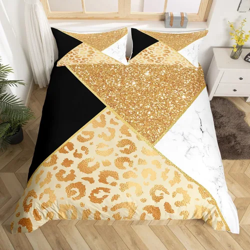 Vista 7 de Manfei Juego de funda de edredón de piel de animal, tamaño individual, funda de edredón con estampado de cebra de leopardo con 1 funda de almohada
