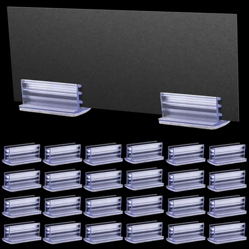Vista 8 de OIIKI 6 soportes autoadhesivos para protección contra estornudos, soporte de paneles acrílicos, para sujetar y alinear paneles de plexiglás