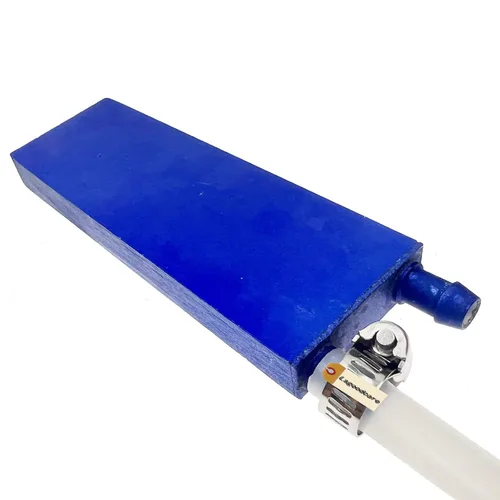 Vista 6 de Lsgoodcare Bloque de enfriamiento de agua de aluminio 1.575x4.724 in disipador de calor pulido azul con tubo y hebillas de bloque de agua para PC PC