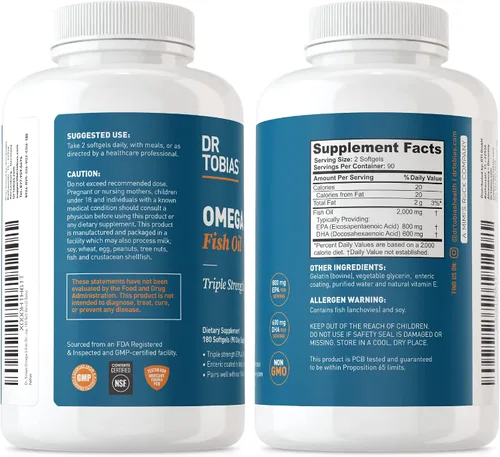 Vista 8 de Dr. Tobias Aceite de pescado Omega 3 y multivitamínico para adultos incluye probióticos y enzimas a base de plantas que promueven la salud general