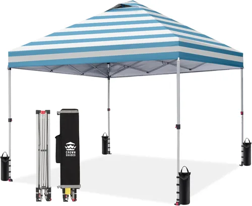 Vista 21 de CROWN SHADES Toldo desplegable de 8 x 8 pulgadas, tienda de campaña de playa con instalación CenterLok de un empuje, parasol fácil para exteriores