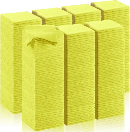 Vista 14 de Oudain 200 piezas de paño de limpieza de microfibra, toallas de microfibra de 40,6x40,6 cm para auto, súper absorbentes, trapos de limpieza