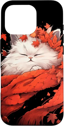 Vista 20 de Persian Cat Kitten Autumn Fall Leaves Thanksgiving Case for iPhone 16
