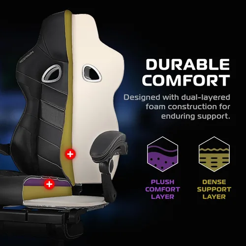 Vista 6 de RESPAWN 110 Pro Silla Ergonómica para Juegos con Reposapiés para Adultos - Cómoda Silla Reclinable de Oficina para Juegos con Soporte Lumbar