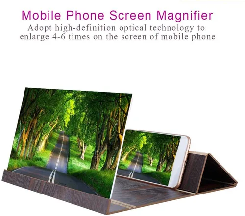 Vista 8 de flexman Lupa de pantalla de 12 pulgadas para smartphone, ampliadora de pantalla de protección ocular de madera, soporte plegable ligero para Marrón