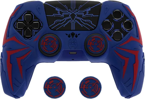 Vista 9 de PlayVital Design for ps5 Controller Silicone Case with 2 Thumb Grips and 6 Sticker, Cyber Spider Design, Anti-Slip Shockproof Controller Cover Skin