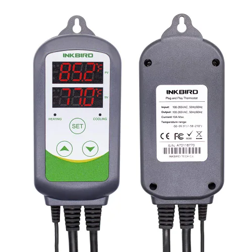 Vista 2 de Controlador de temperatura digital de salida del termostato Inkbird ITC-308, 2-etapas, 1100 W con sensor para reptiles, cerveza, barriles
