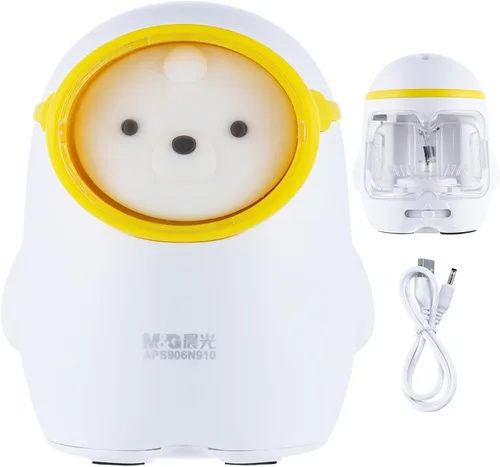 Vista 9 de M&G Sacapuntas eléctrico, sacapuntas portátil con bonito diseño de gato, con batería/USB de doble alimentación para lápices, niños, estudiantes