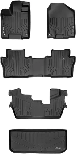 Vista 56 de SMARTLINER Juego de alfombrillas de piso de ajuste personalizado de 3 filas para Honda Pilot 2009-2015