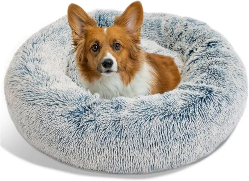 Vista 65 de Best Friends by Sheri - The Original Calming Donut - Cama calmante en forma de dona para perros y gatos - Pelo largo, azul bebé, M, 30 x 30 pulgadas