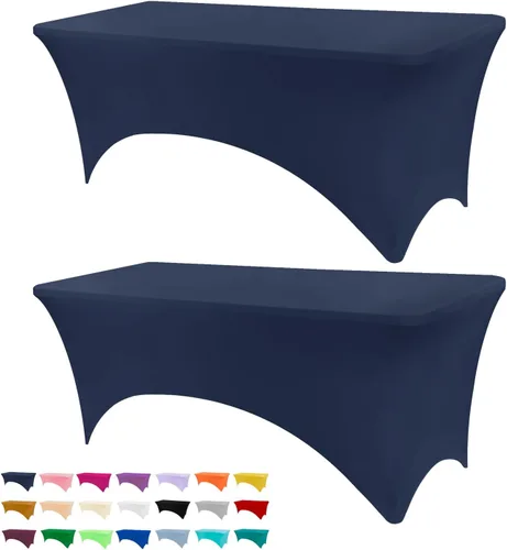 Vista 49 de BDDC - Funda de mesa ajustada de 4 pies, manteles de elastano negros, manteles elásticos lavables y resistentes a las arrugas para eventos, bodas