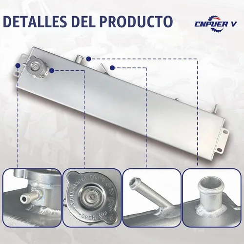 Vista 2 de Tanque de depósito de refrigerante de aluminio con tapa compatible con Ford F600 F700 F800 1980-1999 y Ford B-Series Bus, tanque de recuperación