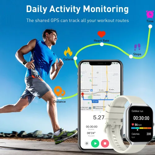 Vista 6 de Reloj inteligente (responder/hacer llamada), reloj inteligente HD de 1,96" para hombres y mujeres, reloj de fitness 2025 con más de 110 modos