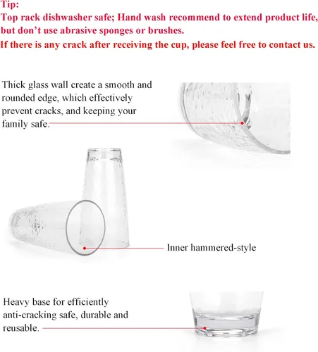 Vista 3 de KOXIN-KARLU Hammered - Vasos de plástico de 26 onzas, juego de 6 vasos acrílicos transparentes