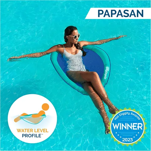 Vista 4 de SwimWays Spring Float Premium Papasan - Tumbona inflable para piscina para adultos con inflado rápido para edades de 15 años en adelante