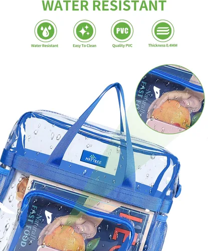 Vista 68 de MAY TREE Bolsa transparente para eventos en estadios de 12 x 6 x 12 pulgadas, bolsa de almuerzo transparente con correas reforzadas para trabajo