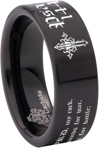 Vista 2 de Friends of Irony Anillo de boda y aniversario con salmo negro 1441 0315in diseñado para hombres y mujeres talla 11