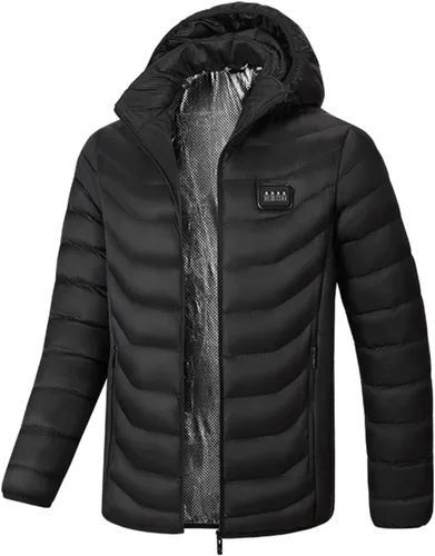 Vista 4 de Chaleco térmico unisex acolchado acolchado con capucha recargable USB para invierno cálido abrigo bolsillo