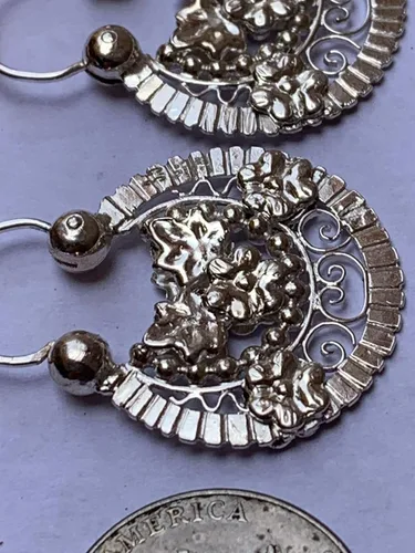 Vista 6 de Arracada Jerezana #3 1/2 double view, made of .950 sterling silver, via fast DHL.