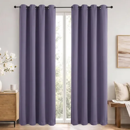 Vista 128 de Simplebrand Cortinas blancas puras de 96 pulgadas de largo para oscurecer la habitación, juego de 2 paneles para dormitorio/sala de estar, bloqueo