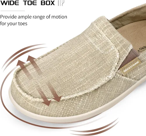Vista 5 de Zapatos sin cordones para hombre, mocasines de lona con soporte de arco, zapatos ortopédicos casuales para fascitis plantar, zapatos para caminar