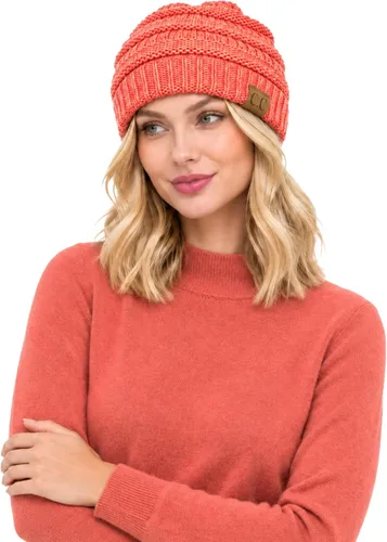 Vista 85 de CC Classic Winter Fall Trendy Chunky Stretchy Cable Knit Beanie Hat 2 tonos púrpura/azul marino