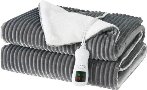 Vista 25 de Manta térmica eléctrica, calentador de manta lavable para el hogar para adultos, calentamiento rápido, franela suave súper acogedora de 50 x 60