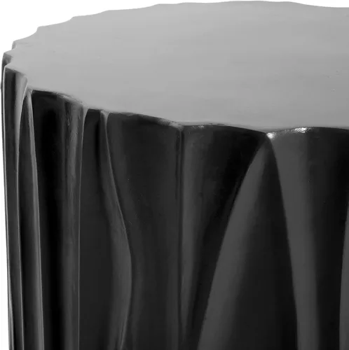 Vista 7 de SSLine Juego de mesa auxiliar redonda ondulada y acanalada de 2 piezas con mesa auxiliar, color negro Negro Set2