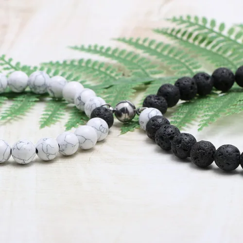 Vista 4 de Pulseras magnéticas a juego para parejas, hombres, mujeres, para él, para ella, novio o novia, pulseras de conexión amorosa, regalos para el Día