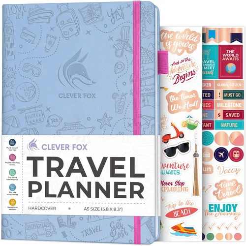 Vista 25 de Clever Fox Bolsillo para diario de viaje, organizador de itinerarios de vacaciones y viajes por carretera, diario de memoria de viaje, cuaderno