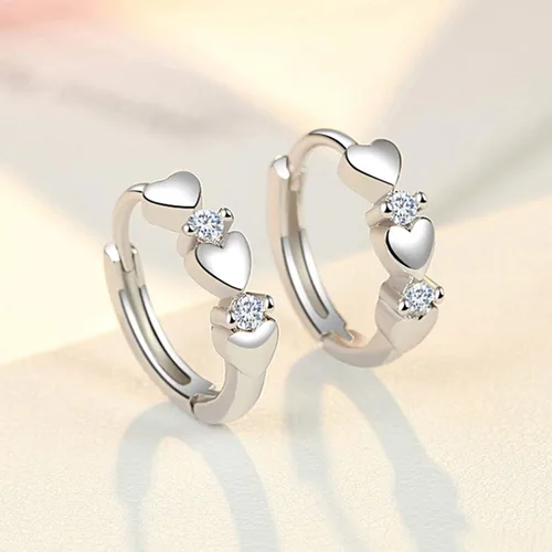Vista 4 de Aretes de clip de moda, aretes colgantes de circonita cúbica con incrustaciones de corazón para mujer, joyería de boda, cumpleaños, regalo útil