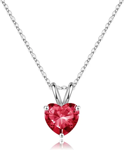 Vista 12 de SMILEST Dainty Heart Birthstone Necklace for Women, 925 Sterling Silver 01-enero-granate rojo