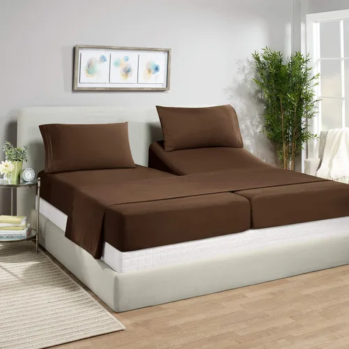 Vista 38 de Juego de sábanas de lujo Juego de cama de lujo, bolsillo extra profundo Juego de sábanas ajustable, sábana de arriba y 2 fundas de almohada, ropa