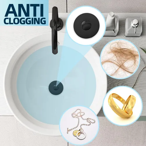 Vista 6 de MUAIOLAUS Tapón universal para lavabo de baño, tapón desplegable para fregadero con cesta para atrapar pelo, filtro de drenaje antiobstrucción