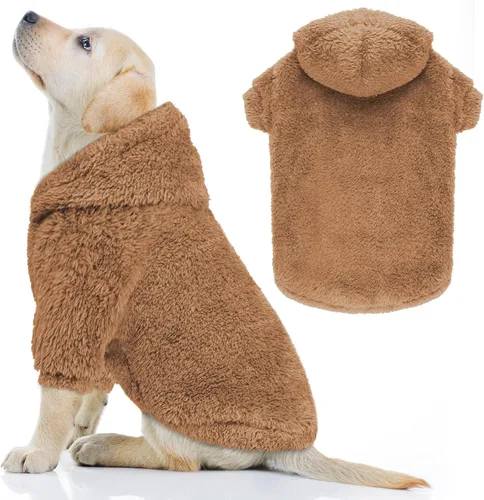 Vista 20 de Suéteres de vellón y sherpa para perros pequeños, mullidos, suaves, de doble cara, afelpados, con capucha, negro, XS
