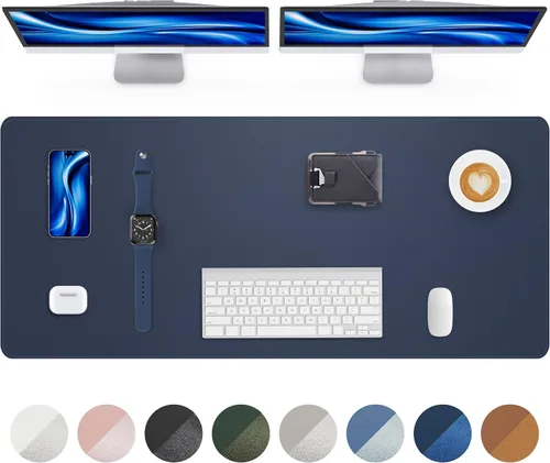 Vista 31 de Tapete protector para escritorio y mouse, antideslizante, de piel sintética, tapete impermeable de escritura para laptop, para oficina y hogar