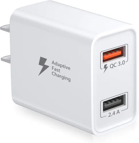 Vista 8 de Cargador de pared 3.0 de carga rápida rápida, Costyle 30 W, enchufe de pared USB de doble puerto, 5 V, 2.4 A, bloque de carga rápida de alta