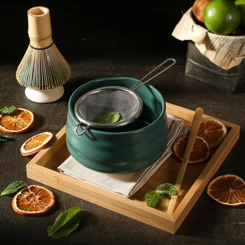 Vista 5 de zenrc Kit de Ceremony Matcha – Batidor tradicional de bambú (Chasen) Scoop (Chashaku) Chawan Bowl con boquilla de vertido, soporte para batidor