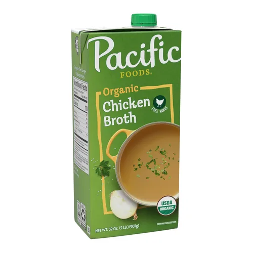 Vista 17 de Pacific Foods - Caldo de pollo orgánico criado en corral bajo en sodio, caja de 32 onzas