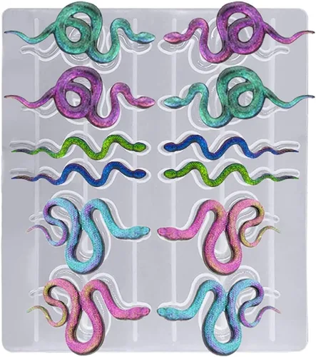 Vista 3 de AFUNTA - Molde de resina epoxi de serpiente, molde de silicona con forma de serpiente, molde de resina para llavero de resina para manualidades