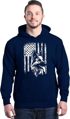 Vista 2 de shop4ever Sudaderas con capucha de la bandera estadounidense de pastor alemán