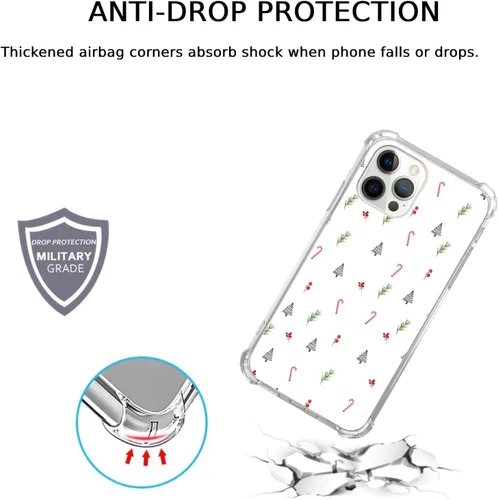 Vista 7 de Funda minimalista con diseño de árbol de Navidad y bayas de caramelo compatible con iPhone 15 Pro, bonita funda de Navidad para iPhone 15 Pro