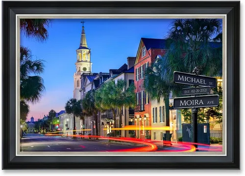 Vista 90 de IPIC - Personalized Framed Canvas with Custom Street Sign in Boston Personalized Street Signs with Names, Custom Canvas Print, Boston Sunset