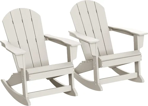 Vista 123 de WestinTrends Silla mecedora Malibu de poliéster para exterior/patio Adirondack, Negra