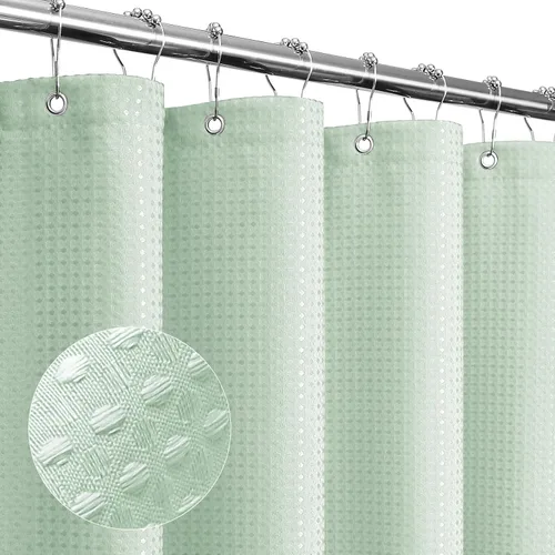 Vista 38 de Gibelle Cortina de Ducha Pequeña para Cabina 36 x 72 pulgadas, Cortina de Ducha de Tela Texturizada de Tejido Gofre Medio Estrecho para Baño, Beige