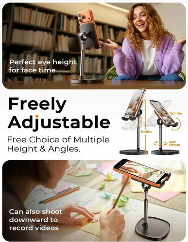 Vista 2 de LISEN - Soporte para teléfono celular, ajustable, accesorios para escritorio de oficina, para todos los teléfonos iPhone, iPhone 15, Switch, Kindle