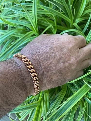 Vista 4 de Pulsera de eslabones de cobre sólido CB644G de 8 12 pulgadas para hombre - 516 de pulgada de ancho., Cobre