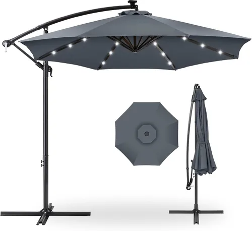 Vista 19 de Best Choice Products Sombrilla de Patio de Mercado Colgante Descentrada con LED Solar de 10 pies para Patio Trasero, Junto a la Piscina, Césped