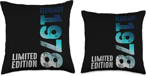 Vista 3 de February 1978 Year 1978 Retro 1978 Vintage Limited Edition Throw Pillow